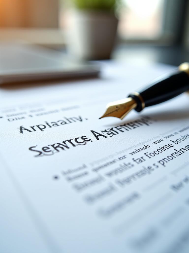 Close up of a professional contract and premium fountain pen